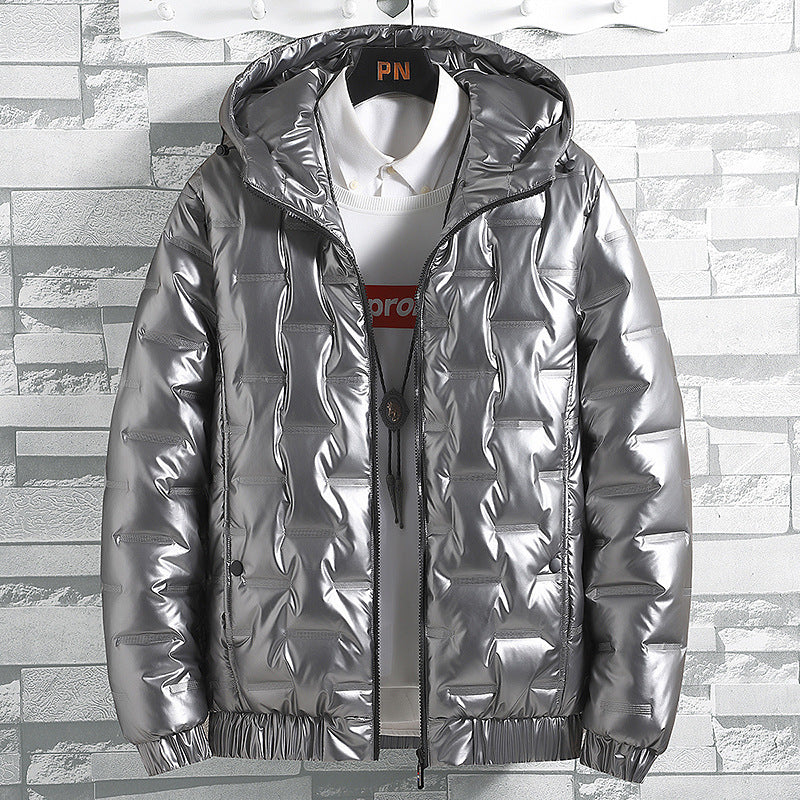 Winter Warm Men's New Hooded Jacket Casual Shiny Cotton Coat Short Winter Warm Men's New Hooded Jacket Casual Shiny Cotton Coat Short