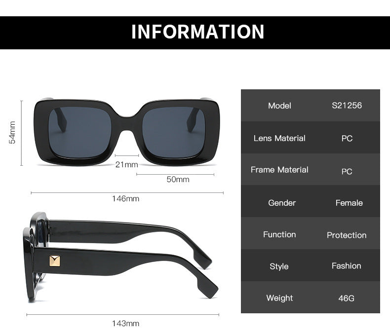New Retro Square Large Frame Sunglasses Men And Women Trendy New Retro Square Large Frame Sunglasses Men And Women Trendy