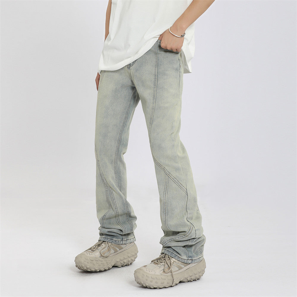 Washed Bright White Straight Jeans For Men Washed Bright White Straight Jeans For Men