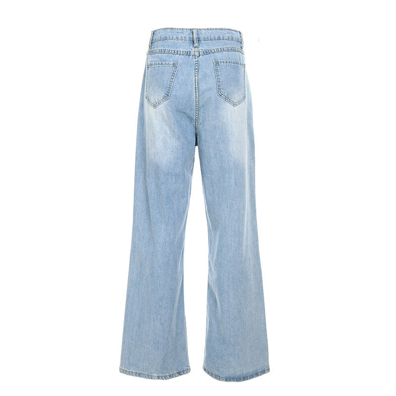 Foreign Trade Amazon New European And Beautiful Women Style High Waist Loose Wide Leg Jeans Women Foreign Trade Amazon New European And Beautiful Women Style High Waist Loose Wide Leg Jeans Women