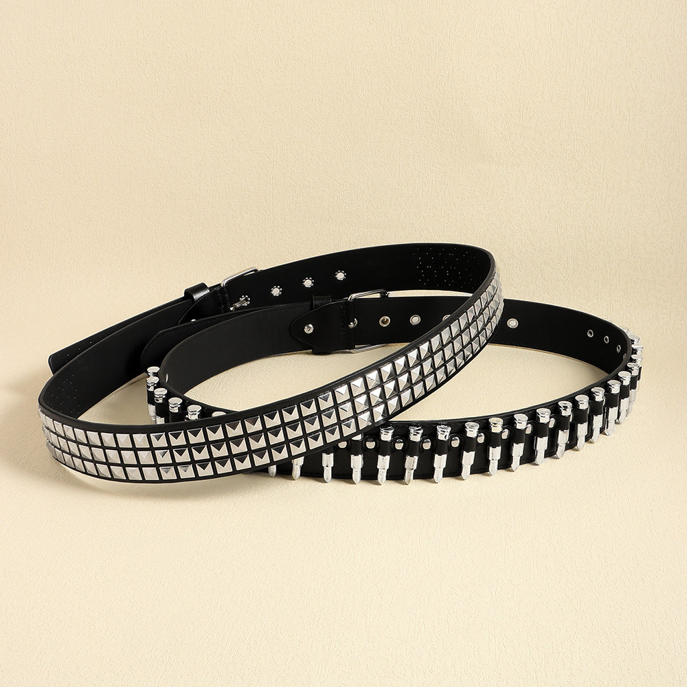 Rivet Belt Rock Trend Punk Bullet Black Belt Men And Women Personality Fashion Hip-hop Accessories Rivet Belt Rock Trend Punk Bullet Black Belt Men And Women Personality Fashion Hip-hop Accessories