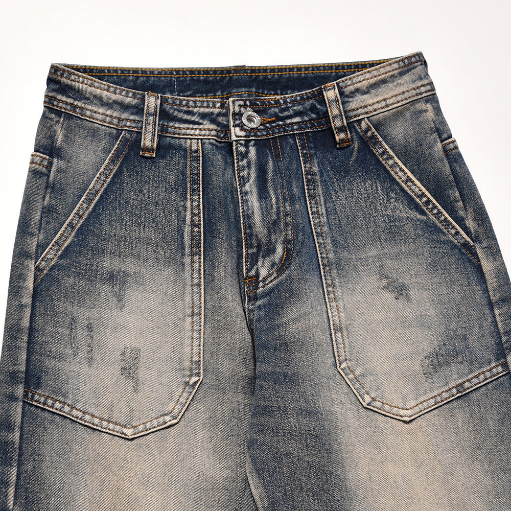Fashion Personalized Washed Worn Jeans Men Fashion Personalized Washed Worn Jeans Men