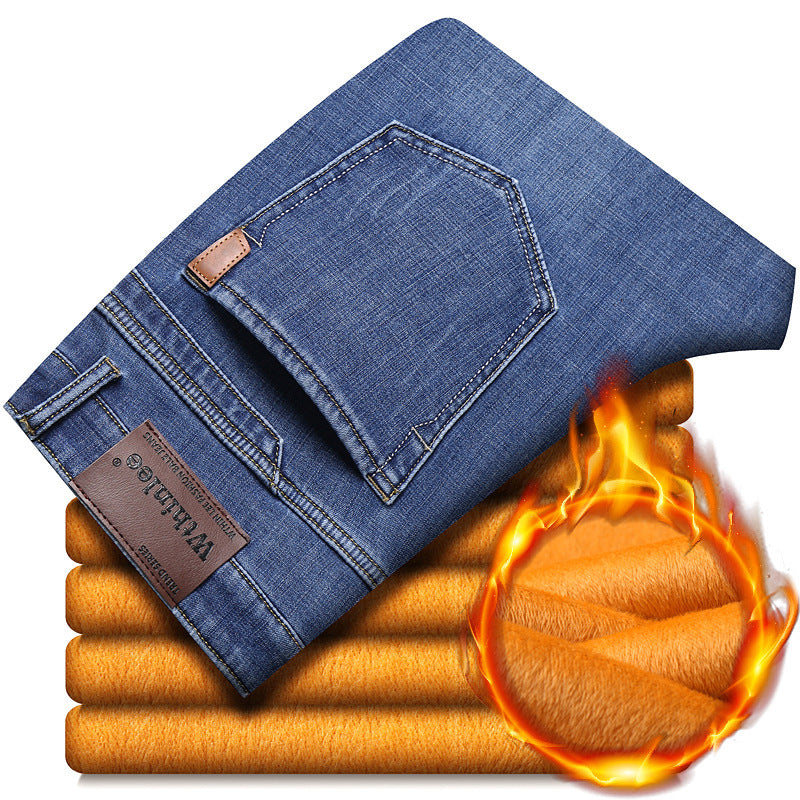 Jeans Men's Straight Loose Casual Pants Fleece-lined Thickened Men's Pants Jeans Men's Straight Loose Casual Pants Fleece-lined Thickened Men's Pants