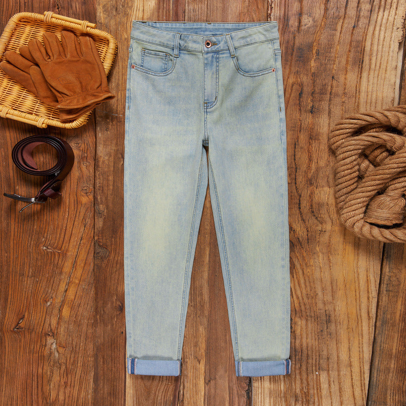 Casual Retro Korean Style Slim-fitting Ankle-tied Stretch Men's Jeans Casual Retro Korean Style Slim-fitting Ankle-tied Stretch Men's Jeans
