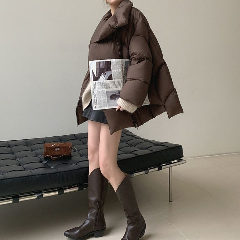 Women's Brown Lapel Winter Coat Women's Brown Lapel Winter Coat