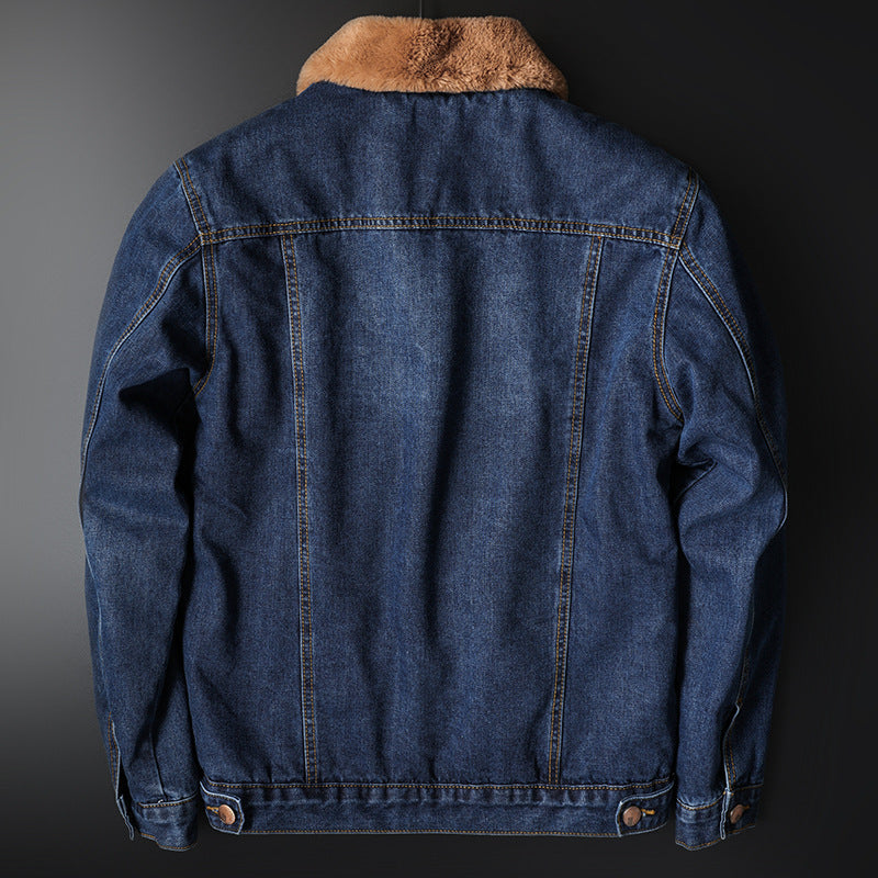 Jacket Top Autumn And Winter Fleece-lined Old Fashion Casual Denim Coat Jacket Top Autumn And Winter Fleece-lined Old Fashion Casual Denim Coat
