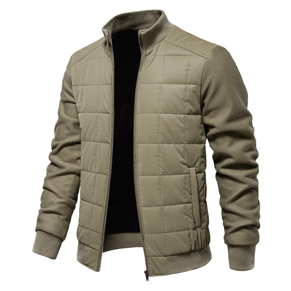 Fashion Stitching Coat Winter Personality Stand Collar Zipper Jacket Men's Clothing Fashion Stitching Coat Winter Personality Stand Collar Zipper Jacket Men's Clothing