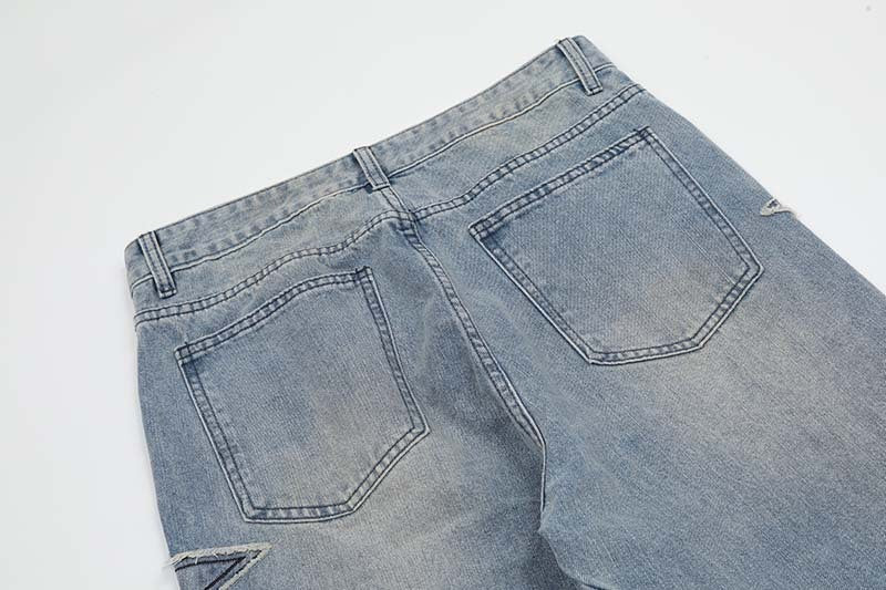 Street Trend Patch Pentagram Cat Whisker Embroidered Jeans Men Street Trend Patch Pentagram Cat Whisker Embroidered Jeans Men