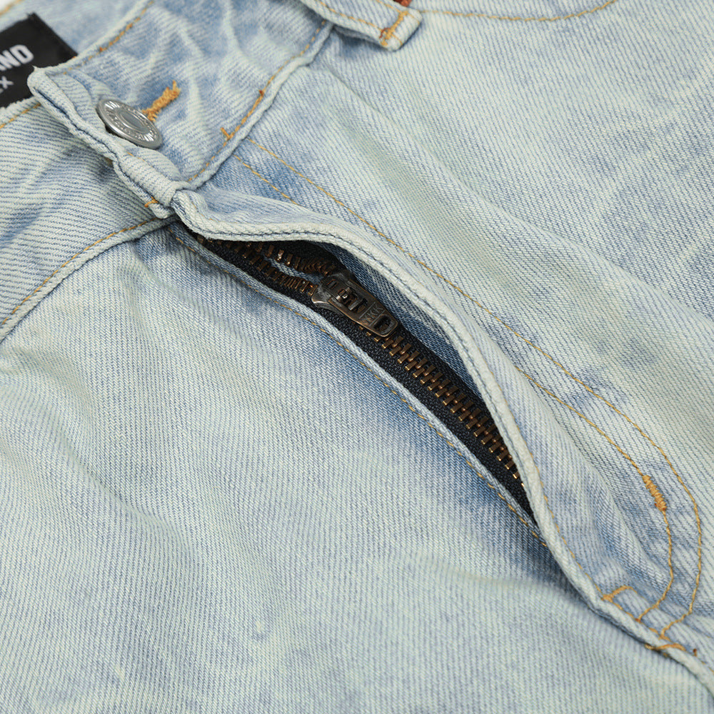 Light Color Washing Water Wide-leg Jeans Men Light Color Washing Water Wide-leg Jeans Men