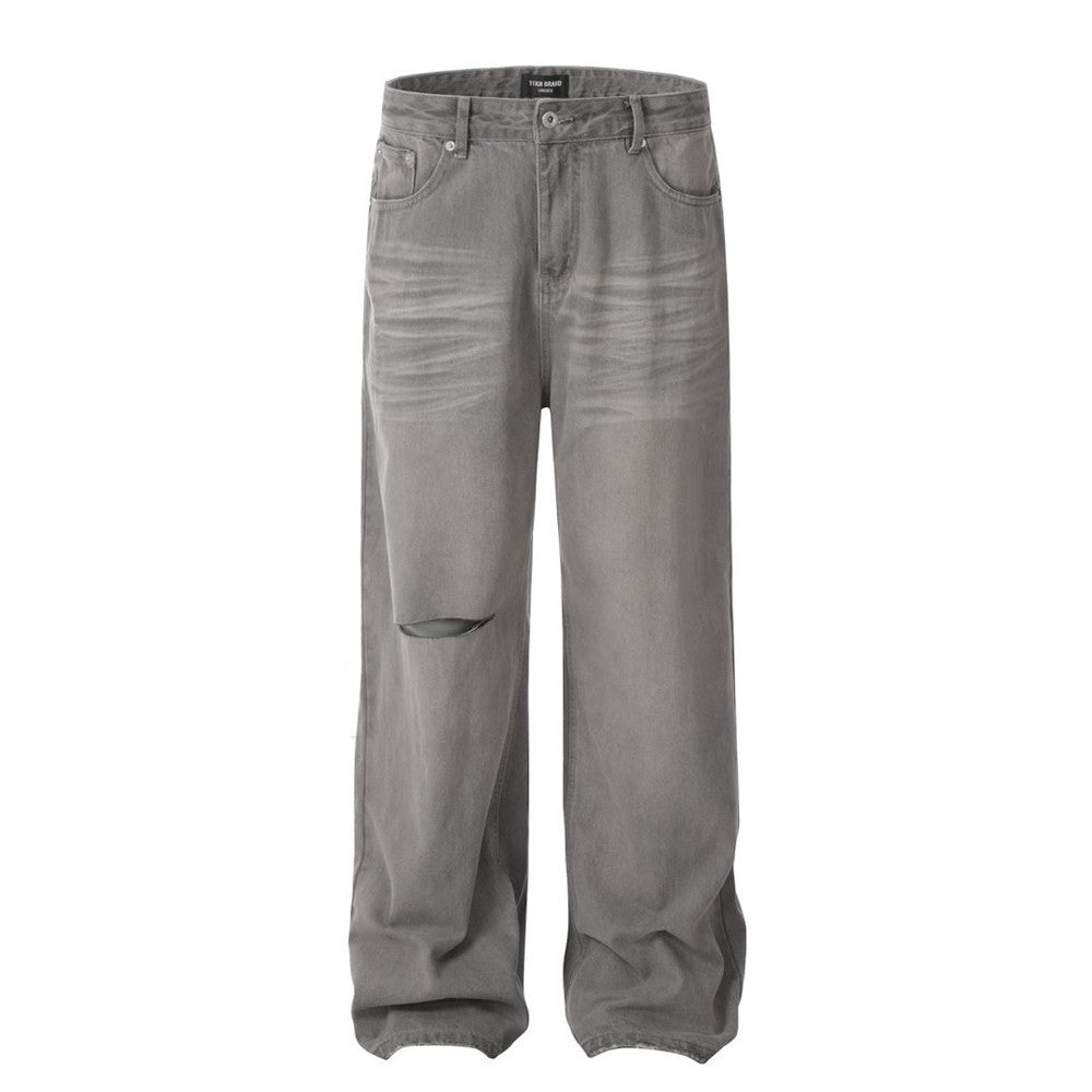 Fashion American Ripped Wide-leg Jeans Men Fashion American Ripped Wide-leg Jeans Men