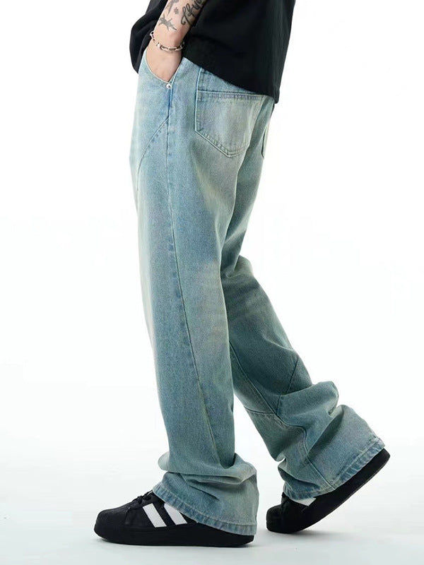 Washed Distressed Casual Jeans Straight Loose Thin Simple Washed Distressed Casual Jeans Straight Loose Thin Simple