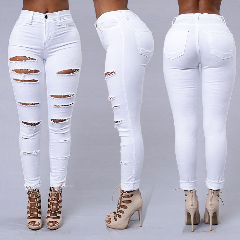 Ripped Jeans Women Skinny Trousers Casual High Waist Pencil Pants Ripped Jeans Women Skinny Trousers Casual High Waist Pencil Pants