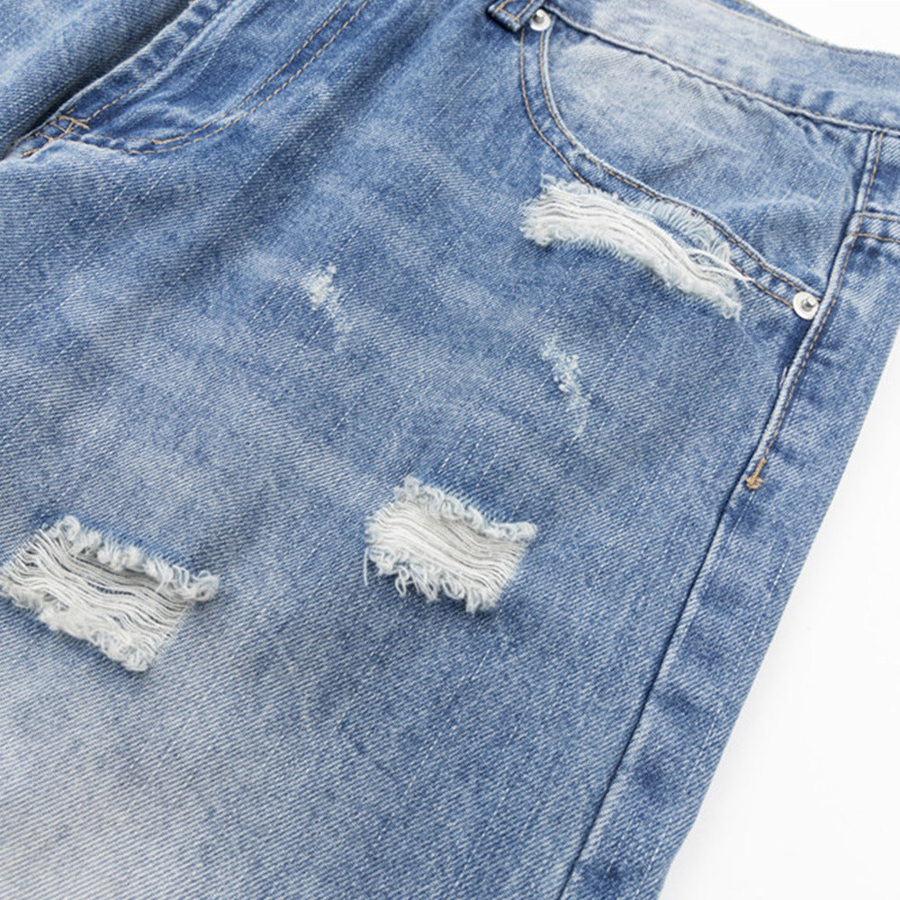 Bright White Slightly Flared Ripped Jeans For Men Bright White Slightly Flared Ripped Jeans For Men