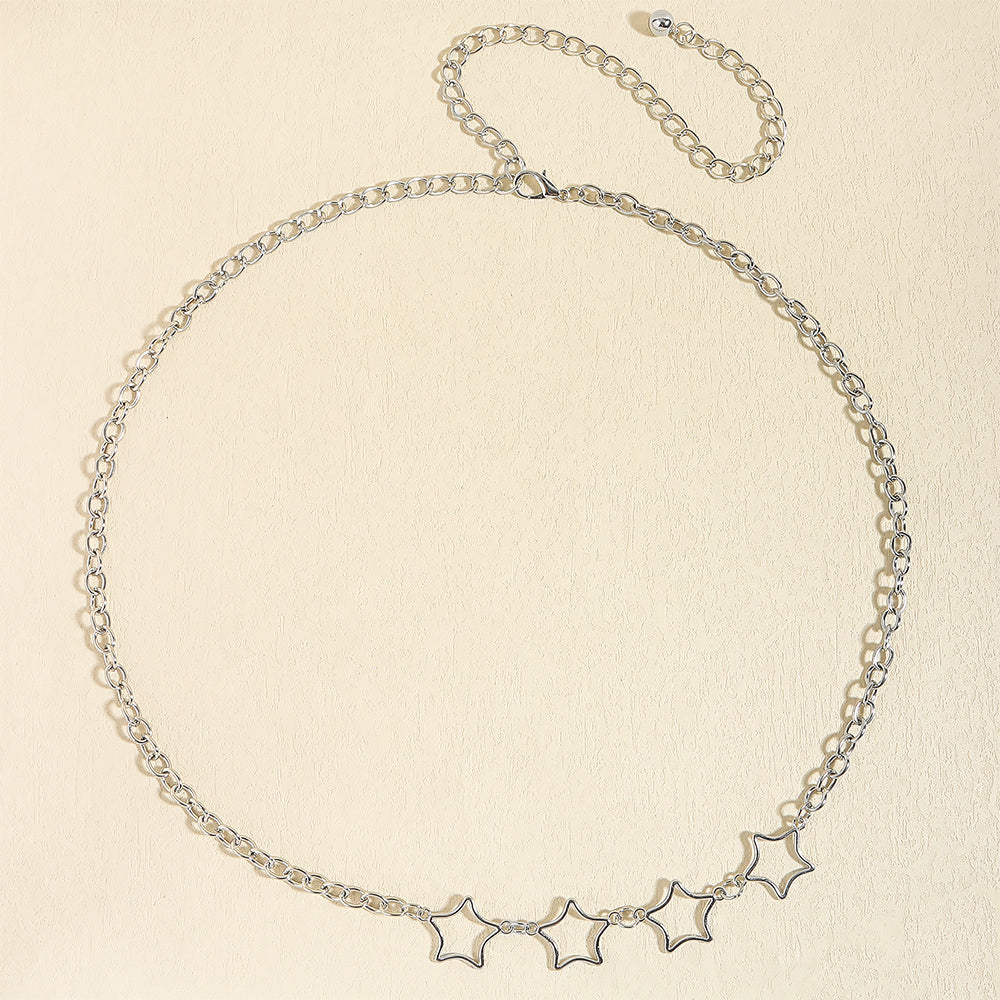 Simple Fashion Men And Women Star Metal Waist Chain Sexy Cutout Five-pointed Star Body Chain Jeans Dress Accessories Simple Fashion Men And Women Star Metal Waist Chain Sexy Cutout Five-pointed Star Body Chain Jeans Dress Accessories