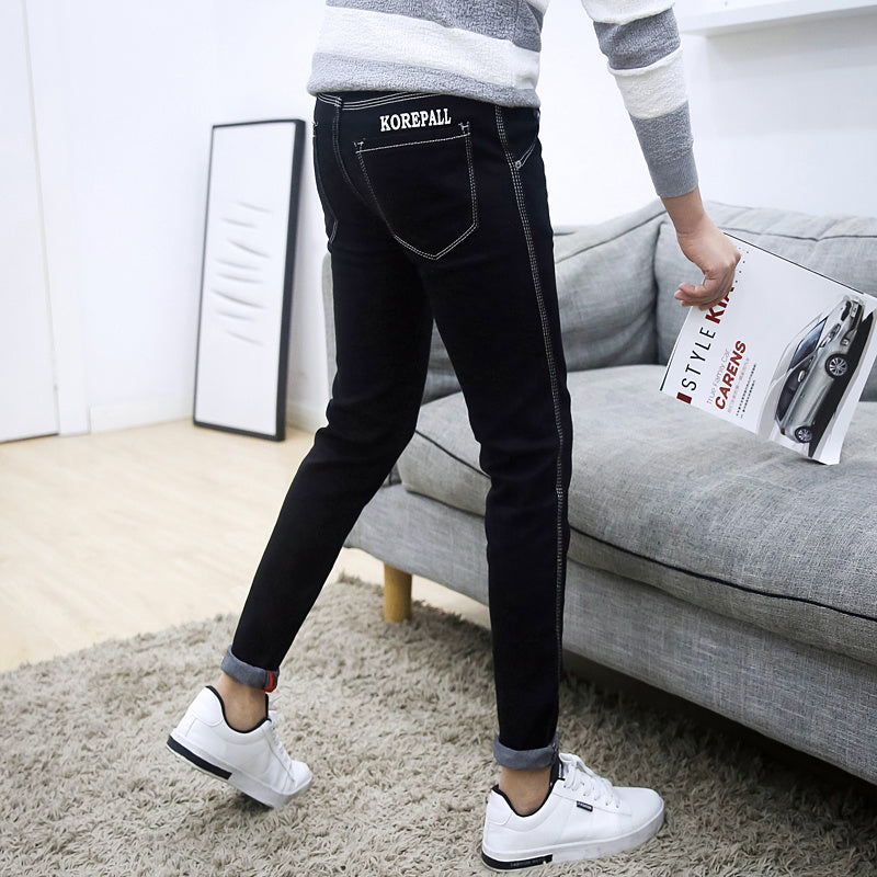 Autumn black ripped ankle jeans men Autumn black ripped ankle jeans men