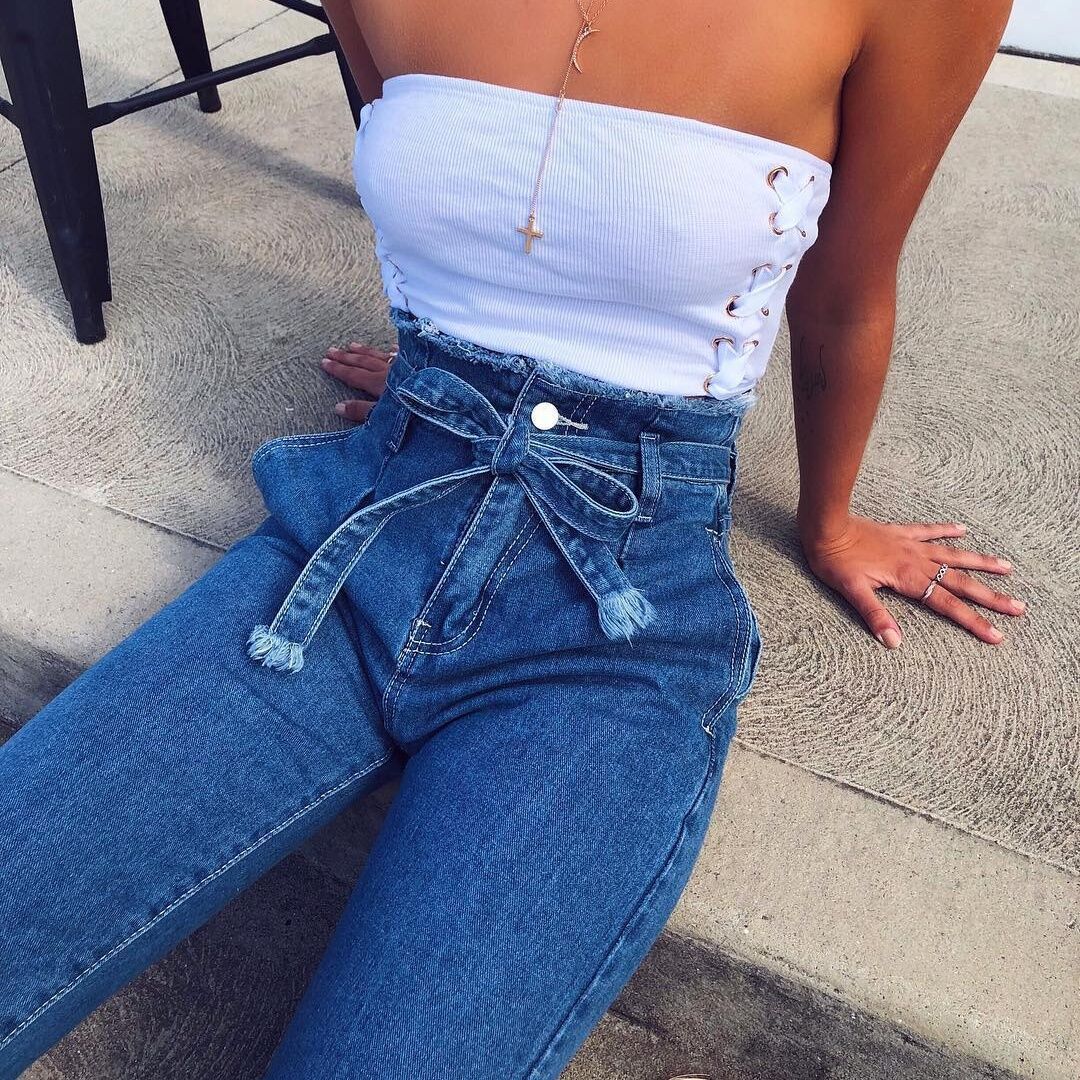 vintage tassels high waist jeans with gu charge women summer autumn vintage tassels high waist jeans with gu charge women summer autumn