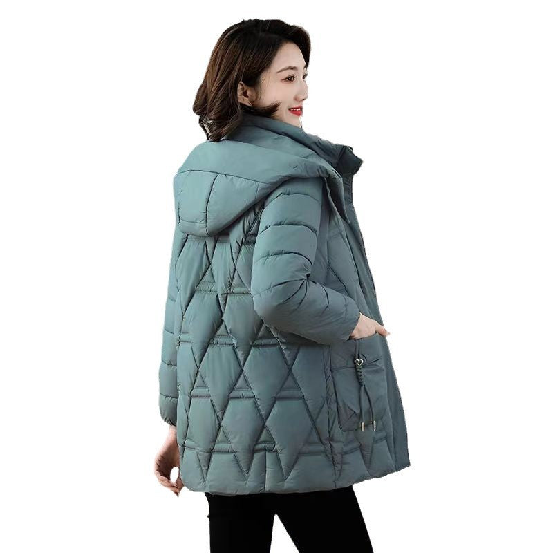 Down Cotton-padded Jacket Women's Mid-length Hooded Down Cotton-padded Jacket Women's Mid-length Hooded