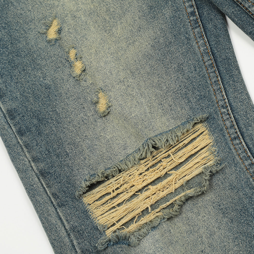 Fashion Personality Water Washed Hole Jeans For Men Fashion Personality Water Washed Hole Jeans For Men