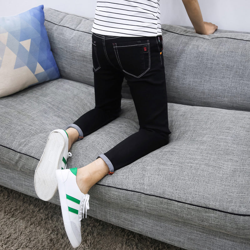 Autumn black ripped ankle jeans men Autumn black ripped ankle jeans men