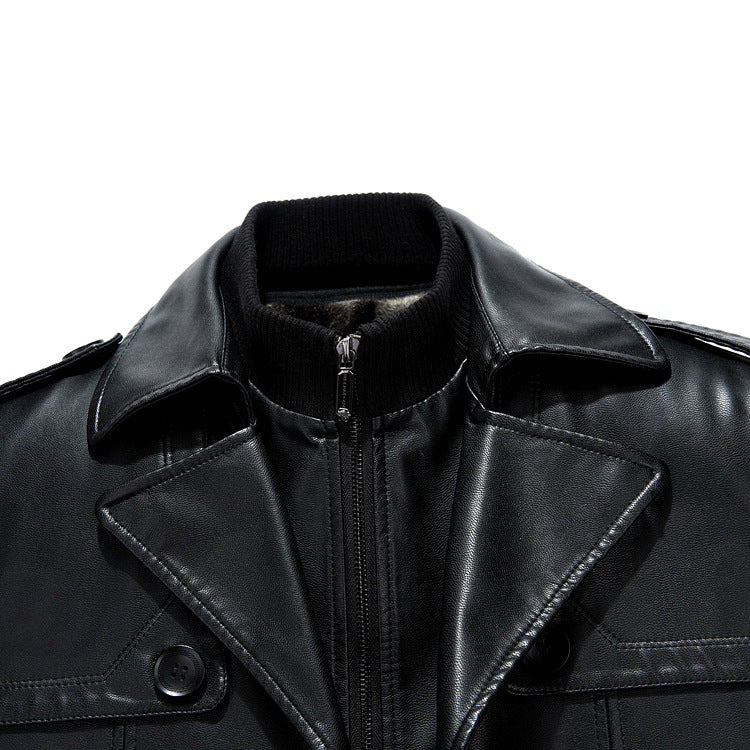 Leather leather men's mid-length sheepskin suit Leather leather men's mid-length sheepskin suit