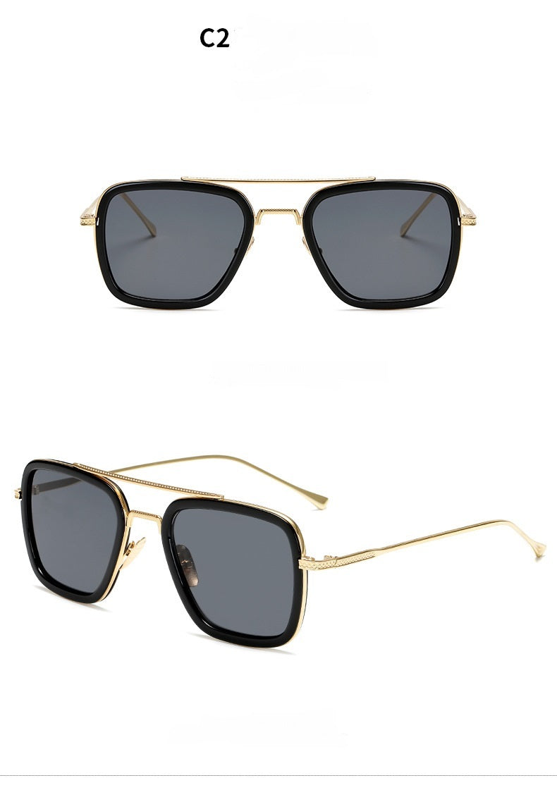 New Fashion Sunglasses Men Metal Square Iron Glasses New Fashion Sunglasses Men Metal Square Iron Glasses