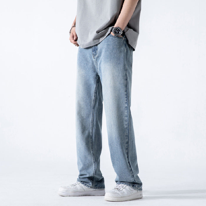 Vintage Jeans Men's Loose Straight Washed Draping Wide Leg Vintage Jeans Men's Loose Straight Washed Draping Wide Leg