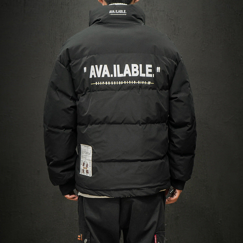 Printed stand collar loose coat Printed stand collar loose coat