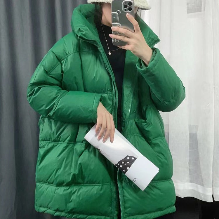 Women's Mid-length Hooded Loose Thick White Duck Down Winter Coat Women's Mid-length Hooded Loose Thick White Duck Down Winter Coat