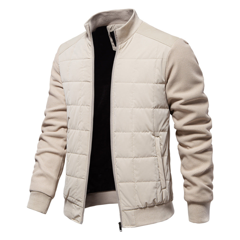 Fashion Stitching Coat Winter Personality Stand Collar Zipper Jacket Men's Clothing Fashion Stitching Coat Winter Personality Stand Collar Zipper Jacket Men's Clothing