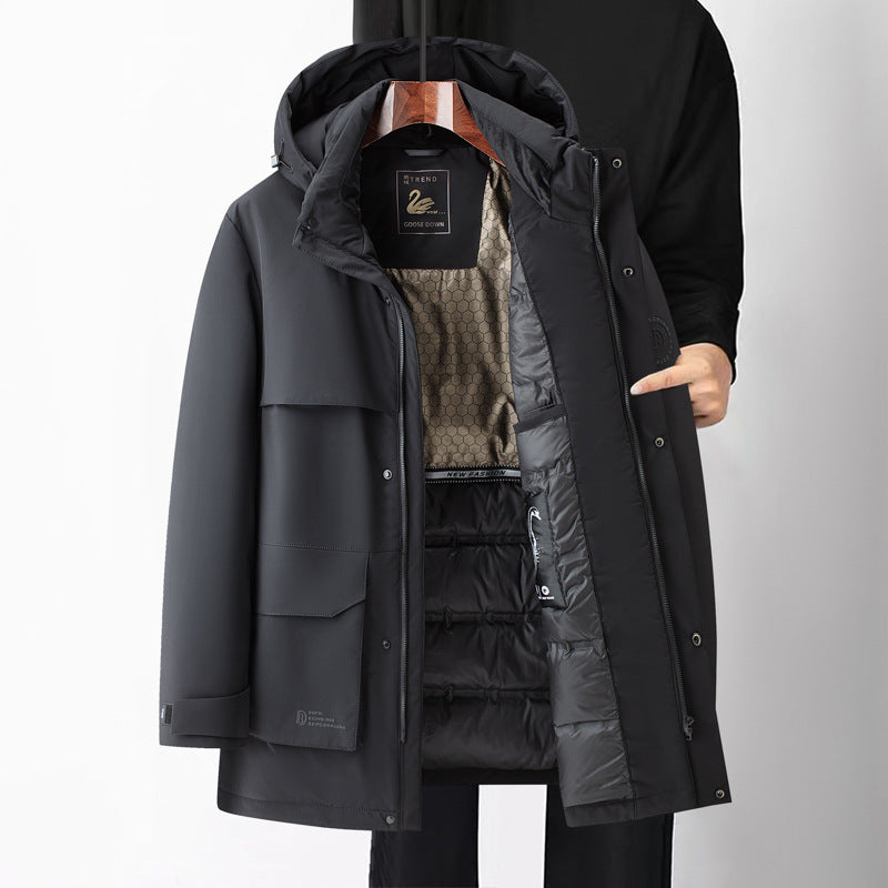 Down Jacket Men's Simple Casual Mid-length Down Jacket Men's Simple Casual Mid-length