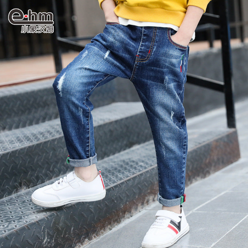 Boys' denim trousers, new style, big children's trousers, spring and autumn children's trousers Boys' denim trousers, new style, big children's trousers, spring and autumn children's trousers