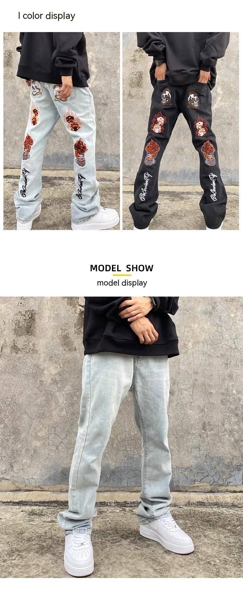 High Street Hip Hop Embroidered Back Jeans Korean Style Fashion Brand Stretch Slim Fit Skinny Pants Men High Street Hip Hop Embroidered Back Jeans Korean Style Fashion Brand Stretch Slim Fit Skinny Pants Men