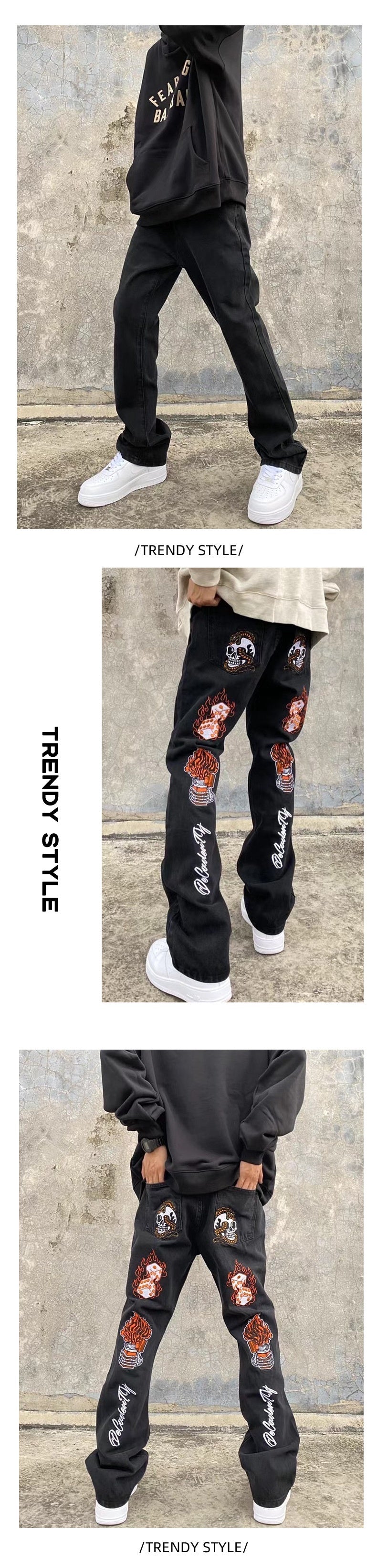 High Street Hip Hop Embroidered Back Jeans Korean Style Fashion Brand Stretch Slim Fit Skinny Pants Men High Street Hip Hop Embroidered Back Jeans Korean Style Fashion Brand Stretch Slim Fit Skinny Pants Men