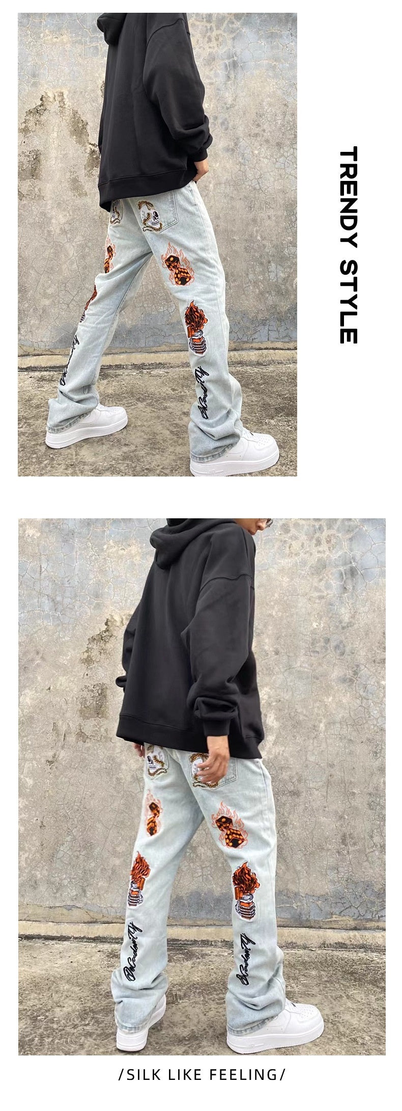 High Street Hip Hop Embroidered Back Jeans Korean Style Fashion Brand Stretch Slim Fit Skinny Pants Men High Street Hip Hop Embroidered Back Jeans Korean Style Fashion Brand Stretch Slim Fit Skinny Pants Men