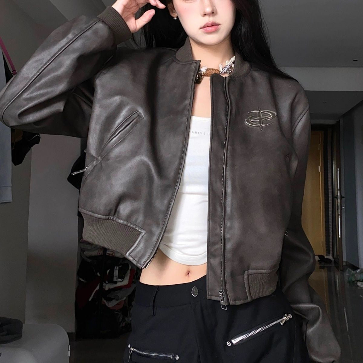 Jacket Baseball Uniform Baggy Coat Women Jacket Baseball Uniform Baggy Coat Women