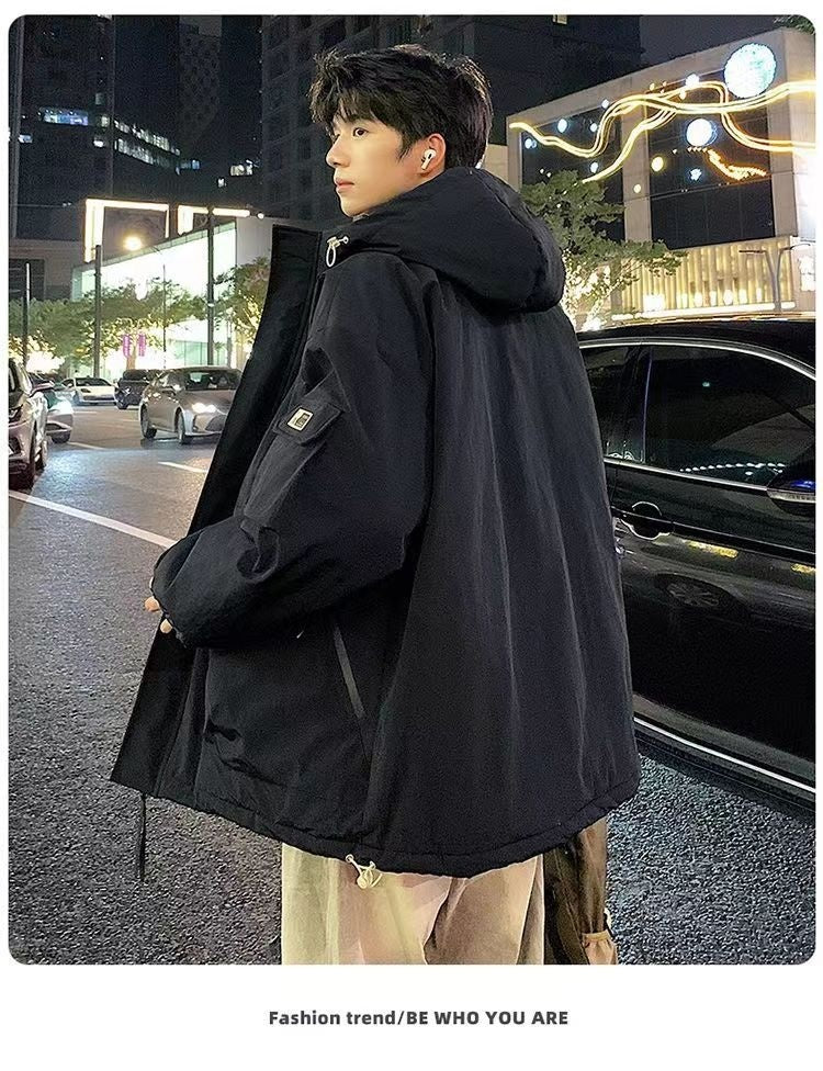 Plus Size Cotton Coat Men's Winter New Hooded Padded Cotton Coat Korean Style Plus Size Cotton Coat Men's Winter New Hooded Padded Cotton Coat Korean Style