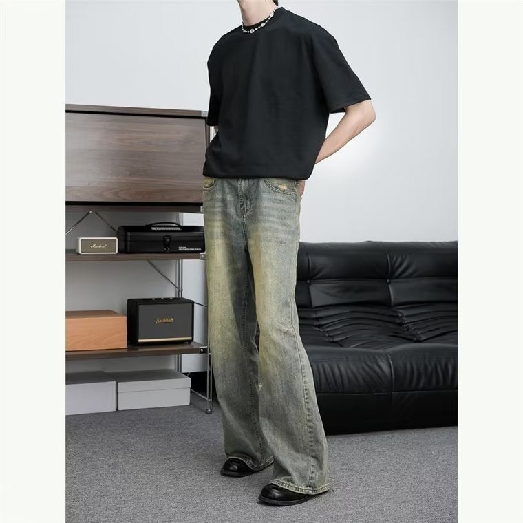Loose All-match American Retro Distressed Wide-leg Jeans For Men Loose All-match American Retro Distressed Wide-leg Jeans For Men