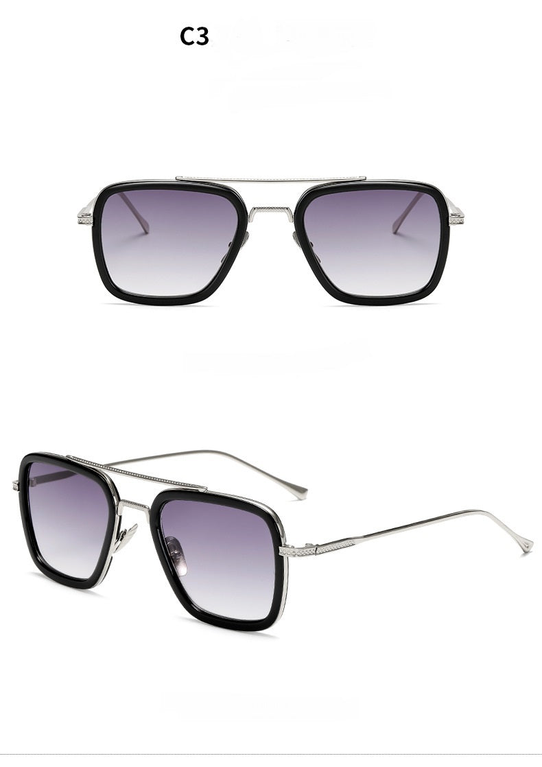 New Fashion Sunglasses Men Metal Square Iron Glasses New Fashion Sunglasses Men Metal Square Iron Glasses