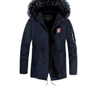 Winter new warm casual men's cotton coat thick long hair fur collar coat Winter new warm casual men's cotton coat thick long hair fur collar coat