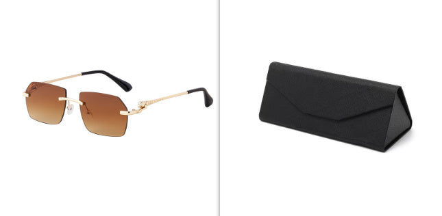Frameless Trimming Leopard Temple Men Retro Square Frame Driving Sunglasses Frameless Trimming Leopard Temple Men Retro Square Frame Driving Sunglasses
