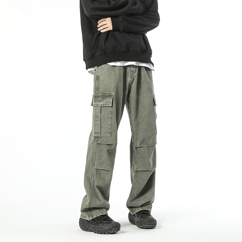 Loose Wide Leg Multi-pocket Jeans For Men Loose Wide Leg Multi-pocket Jeans For Men