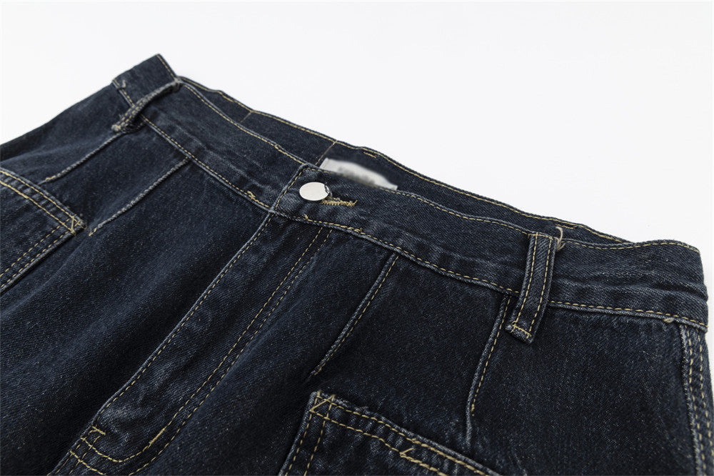 Fashion Personalized Inkjet Multi-pocket Jeans Men Fashion Personalized Inkjet Multi-pocket Jeans Men