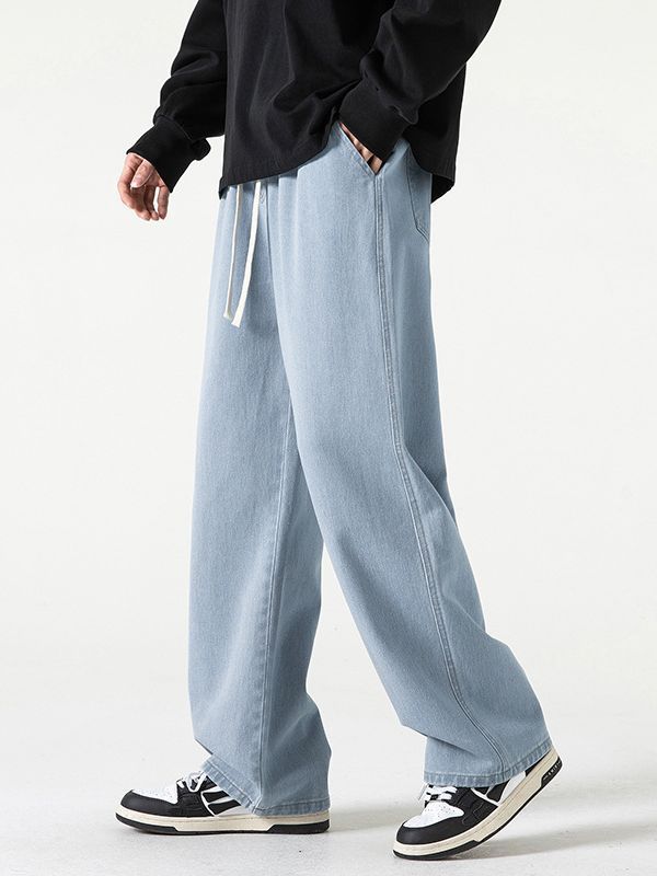 Straight Loose Light Blue Jeans For Men Straight Loose Light Blue Jeans For Men