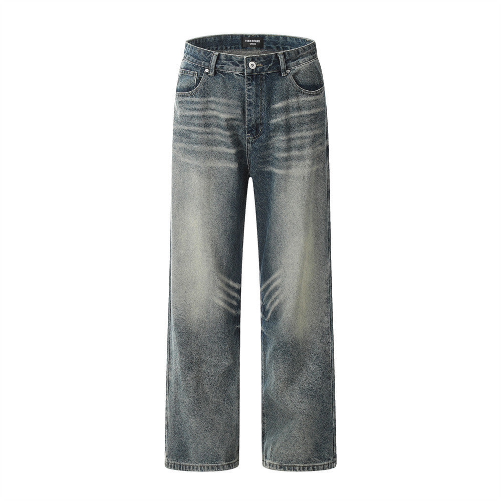 Distressed Washed Straight Jeans For Men Distressed Washed Straight Jeans For Men