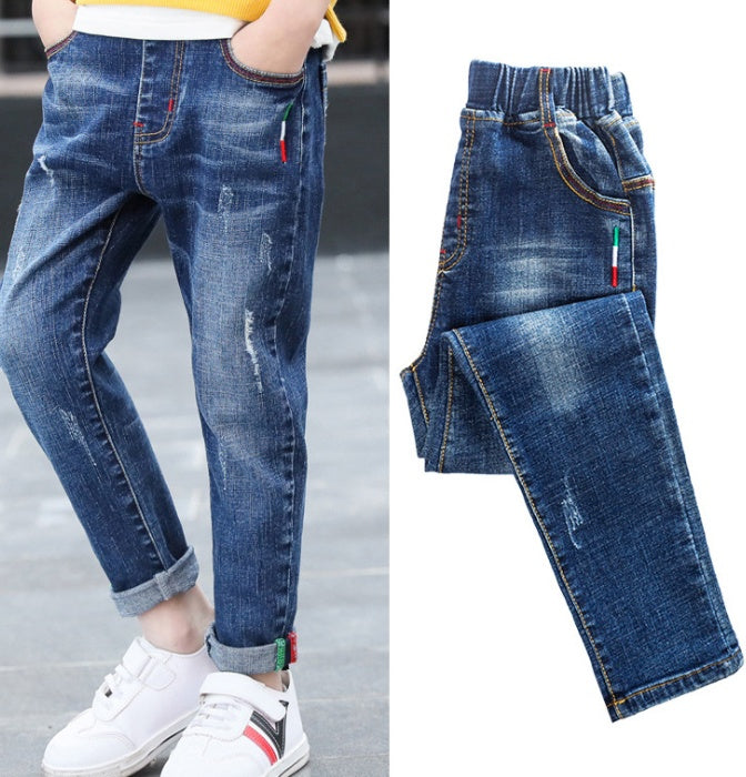 Boys' denim trousers, new style, big children's trousers, spring and autumn children's trousers Boys' denim trousers, new style, big children's trousers, spring and autumn children's trousers