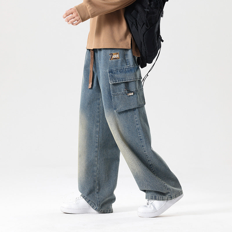 Fashion Wash Straight Cargo Jeans For Men Fashion Wash Straight Cargo Jeans For Men