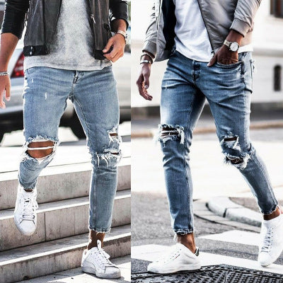 Men's jeans new hole pants trousers Men's jeans new hole pants trousers