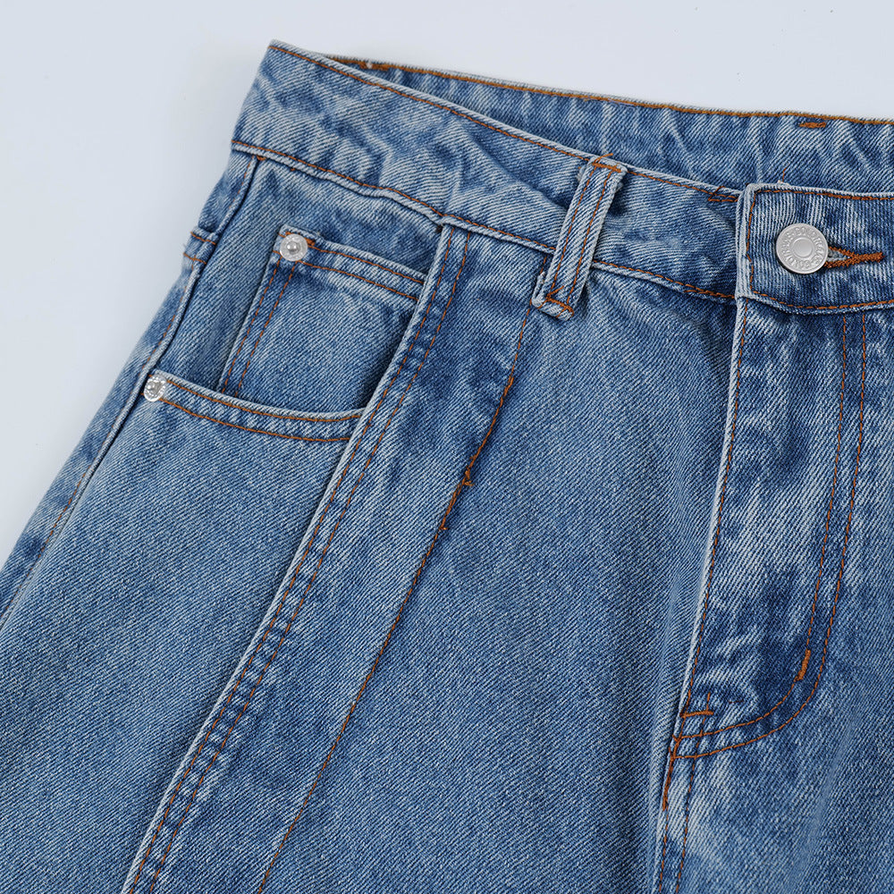 Men's American High Street Retro Washed Jeans Men's American High Street Retro Washed Jeans