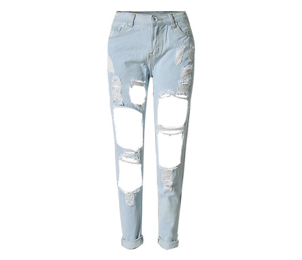 Ripped Jeans High Waist Women Ripped Hole Knee Skinny Pants Ripped Jeans High Waist Women Ripped Hole Knee Skinny Pants