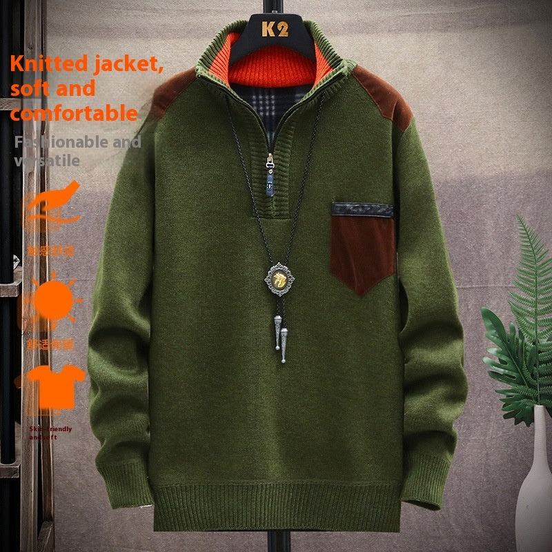 Men's Half Turtleneck Zipper Thick Needle Sweater Fashion Men's Half Turtleneck Zipper Thick Needle Sweater Fashion